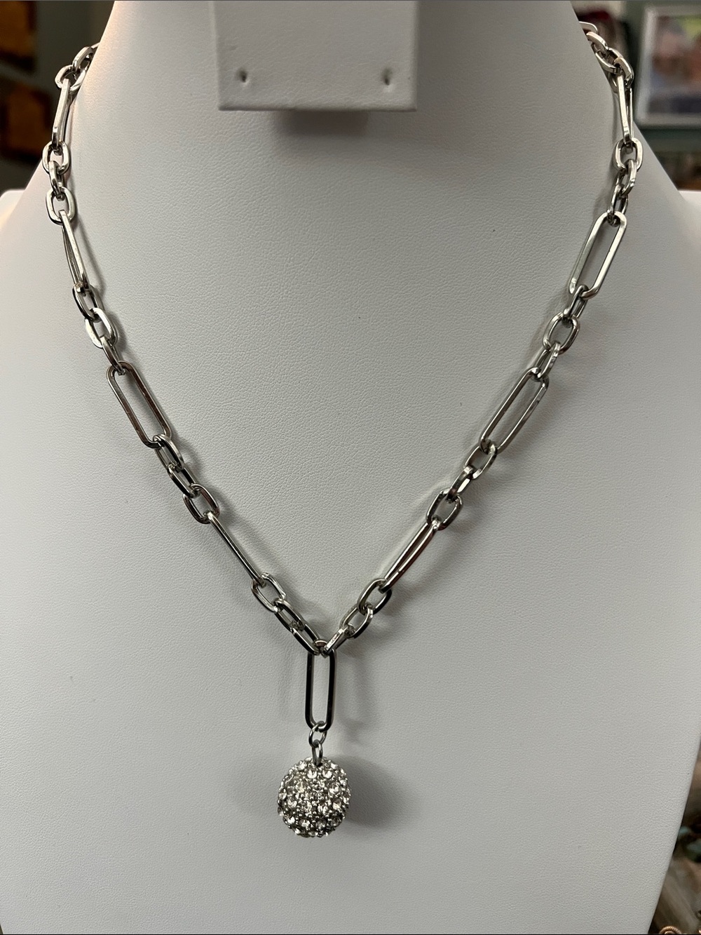Paparazzi Silver Chain Necklace with Sparkling Pendant - Women Jewelry